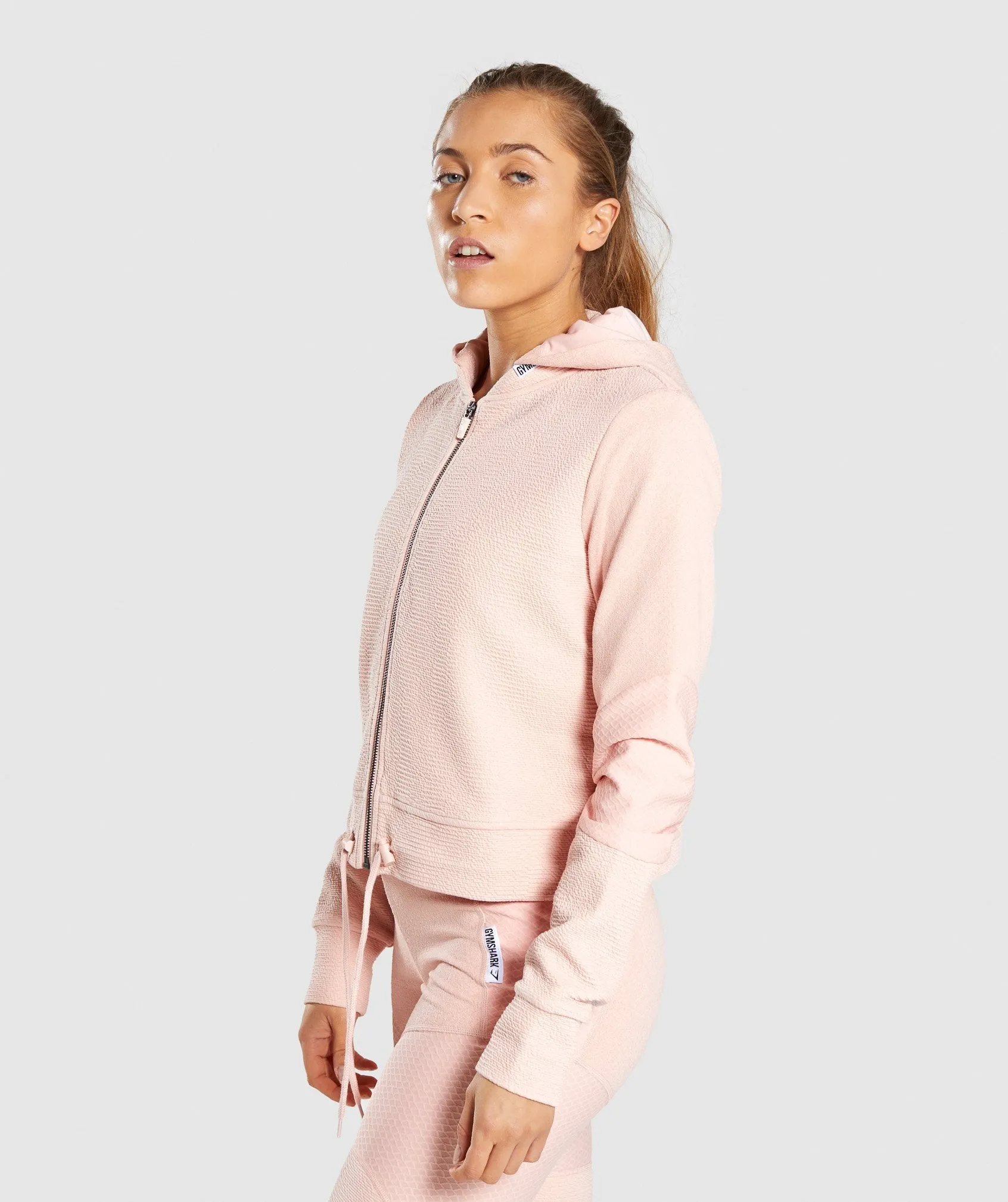 Gymshark True Texture Hooded Bomber Jacket - Blush Nude