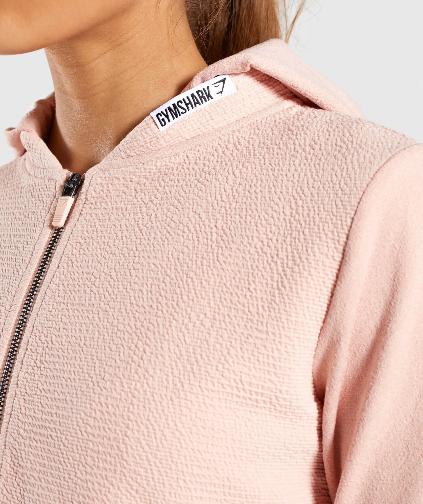 Gymshark True Texture Hooded Bomber Jacket - Blush Nude