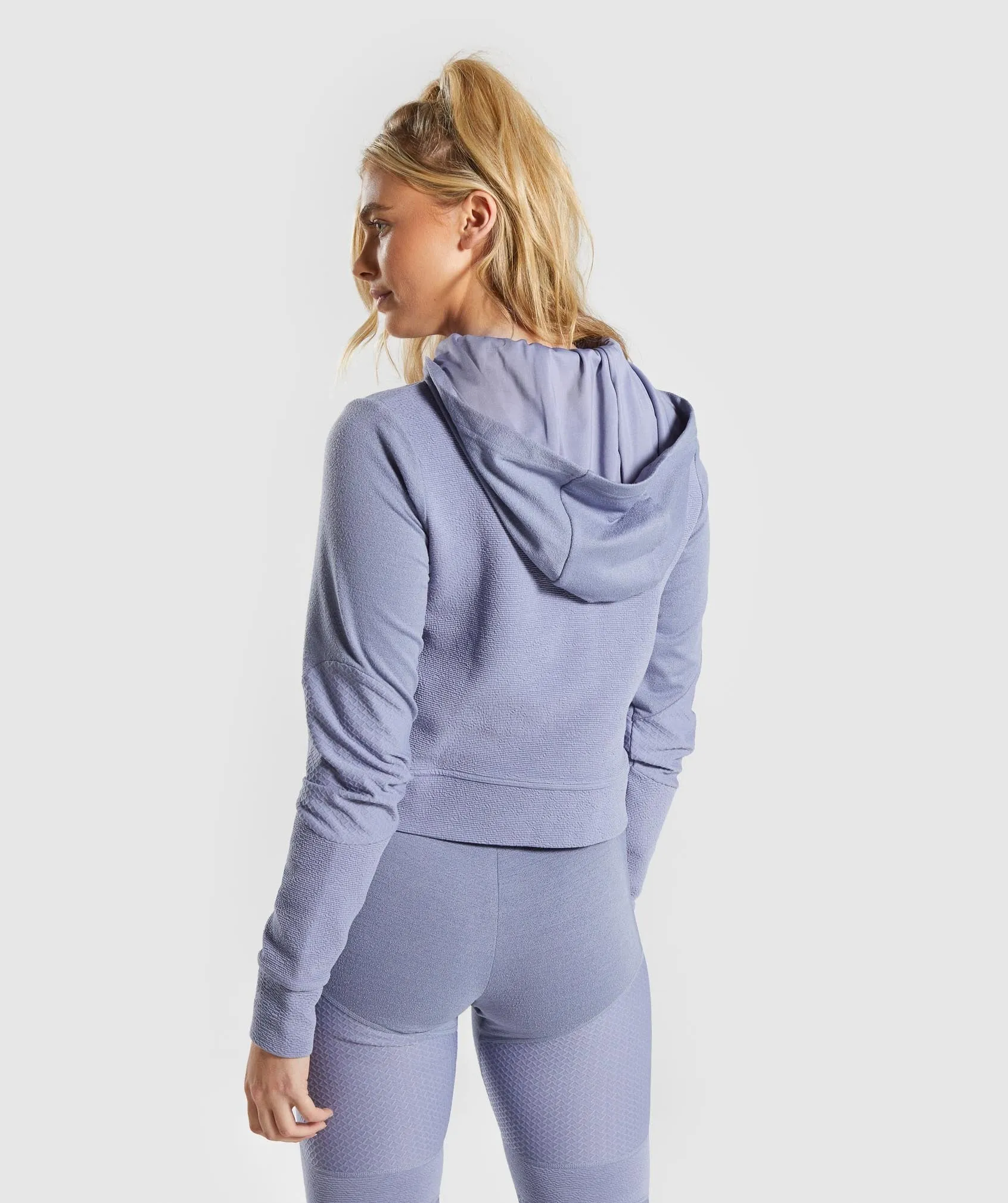 Gymshark True Texture Hooded Bomber Jacket - Steel Blue