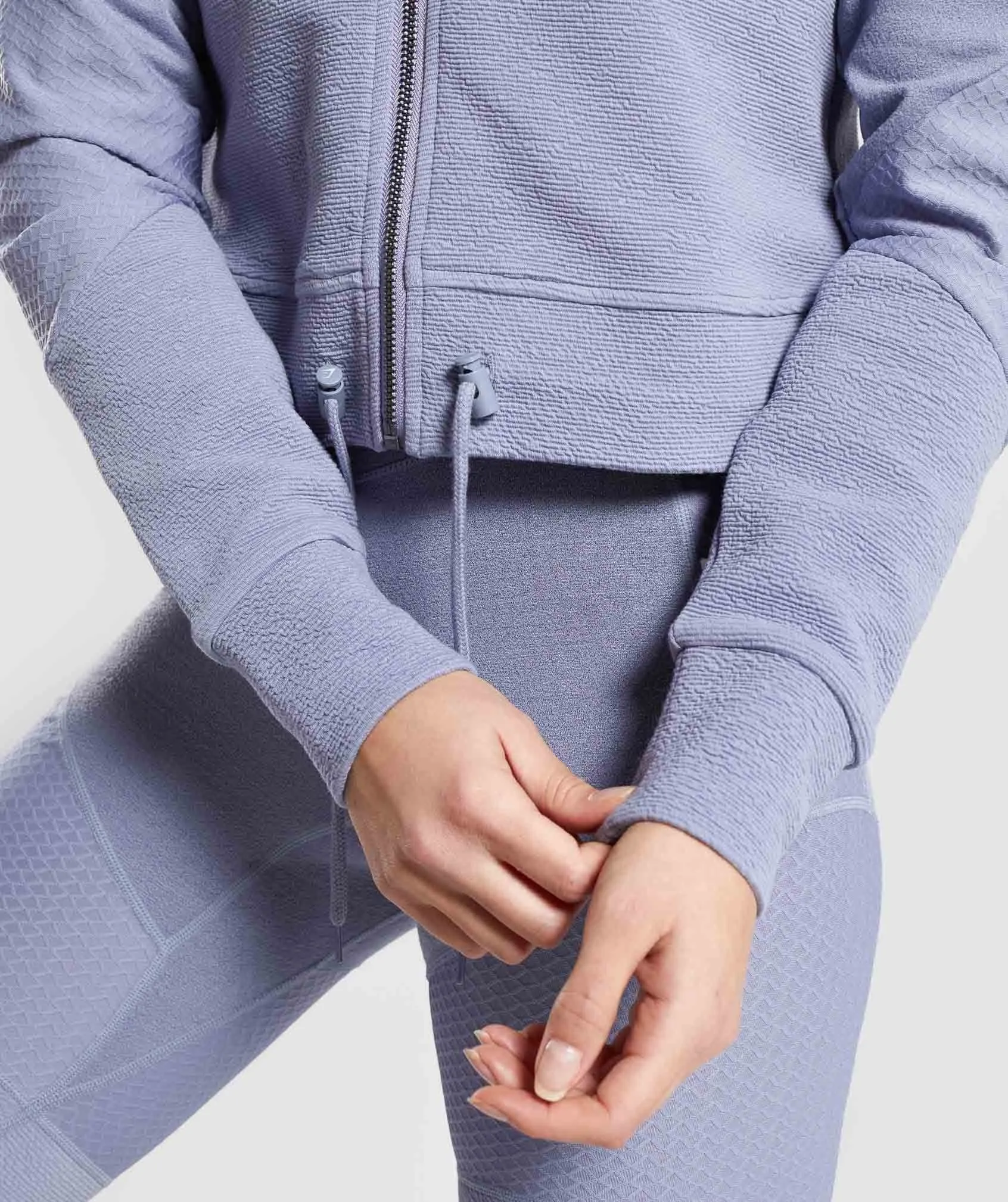 Gymshark True Texture Hooded Bomber Jacket - Steel Blue