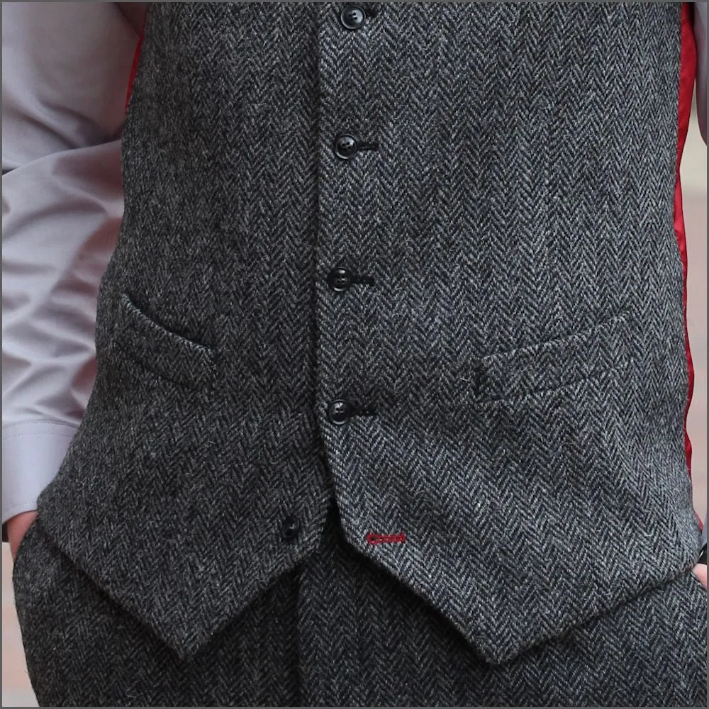 Harris Tweed Grey Herringbone 3pic Suit>