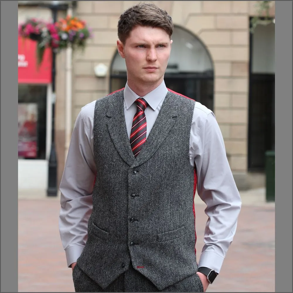 Harris Tweed Grey Herringbone 3pic Suit>