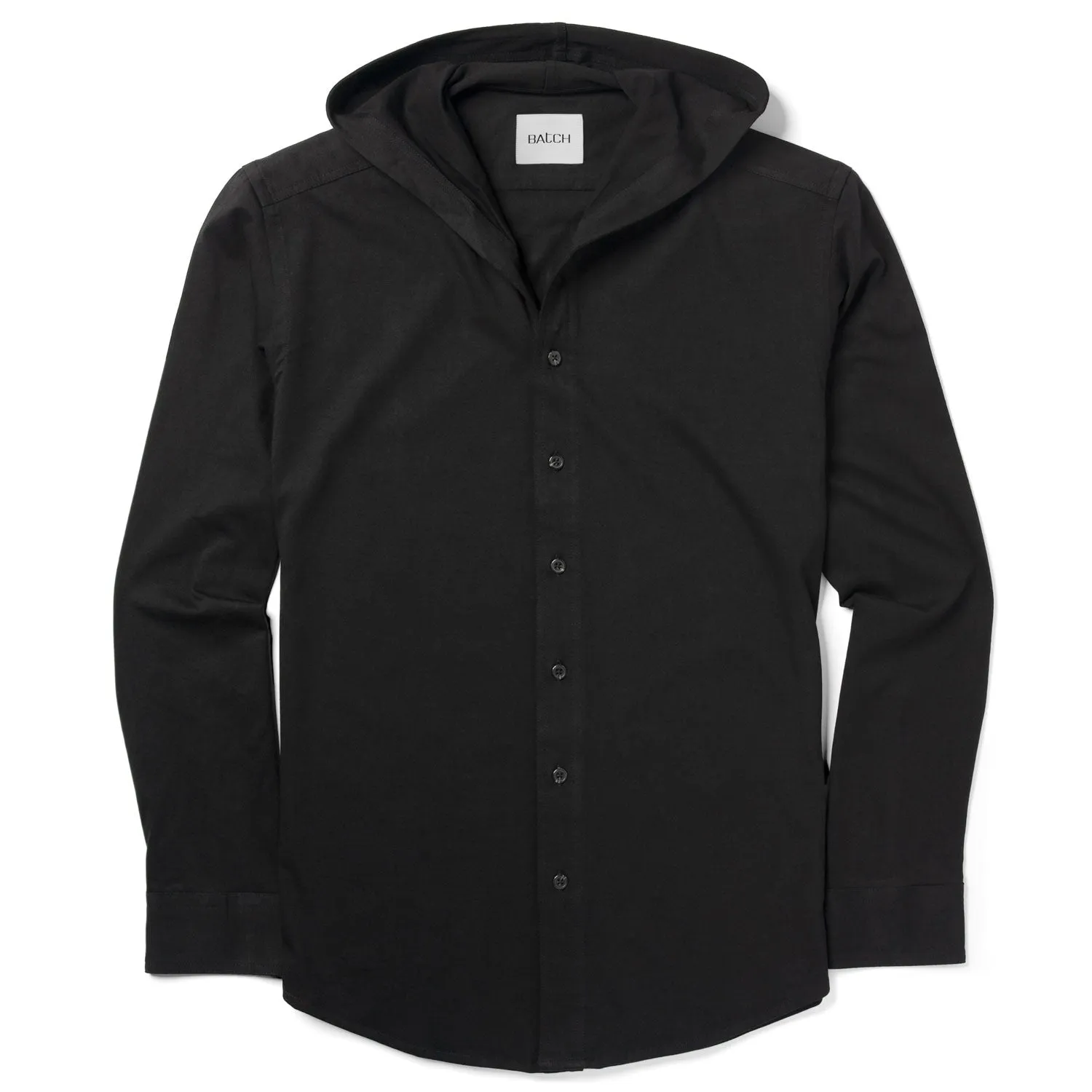 Hooded Essential Knit Shirt – Jet Black Cotton Jersey