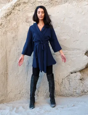 Hooded Kimono Belted Tunic Jacket