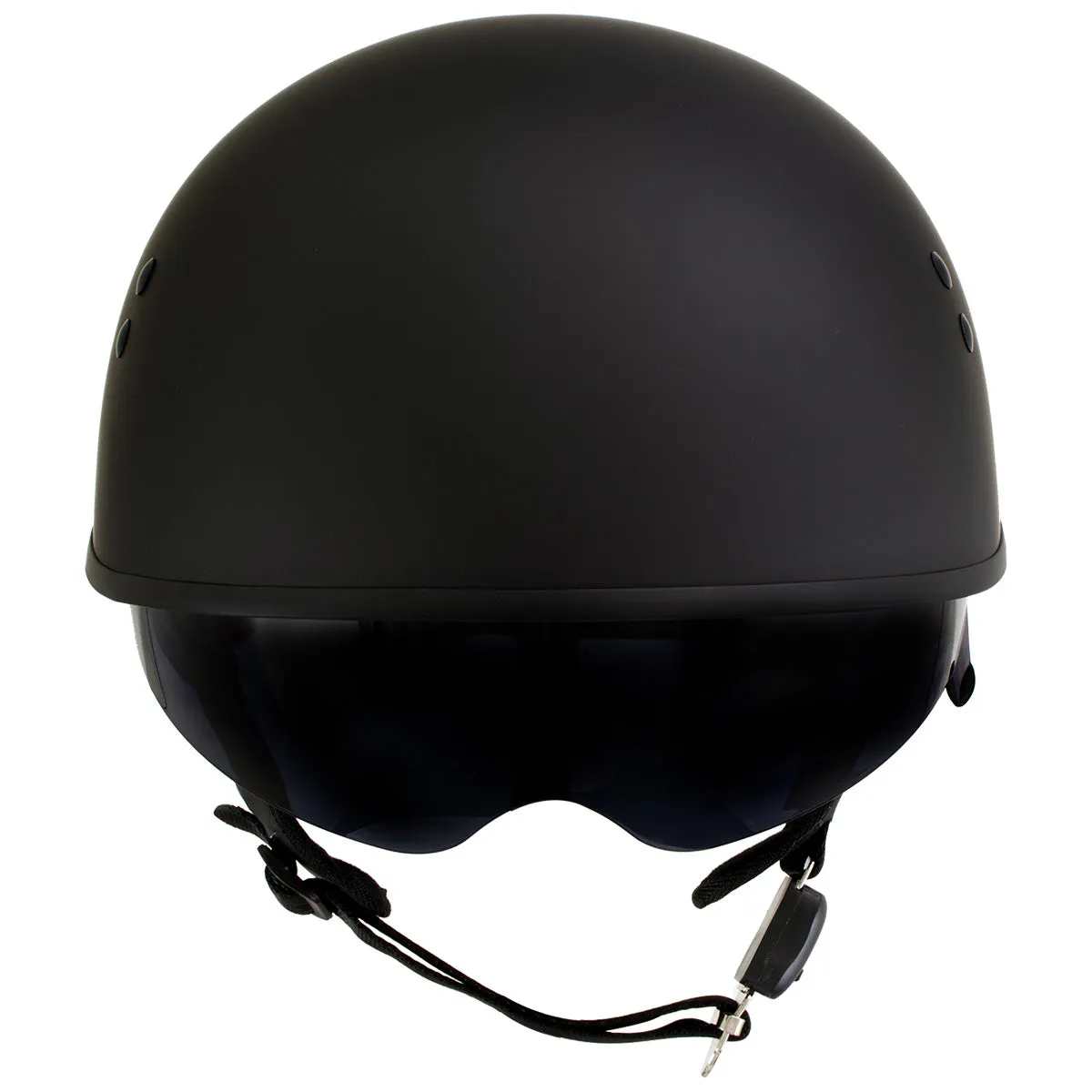 Hot Leathers T72 'Black Widow' Flat Black DOT Half Helmet for Men and Women w/ MP7922FMSET Heated Balaclava Bundle