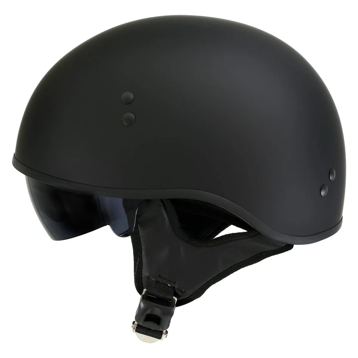 Hot Leathers T72 'Black Widow' Flat Black DOT Half Helmet for Men and Women w/ MP7922FMSET Heated Balaclava Bundle