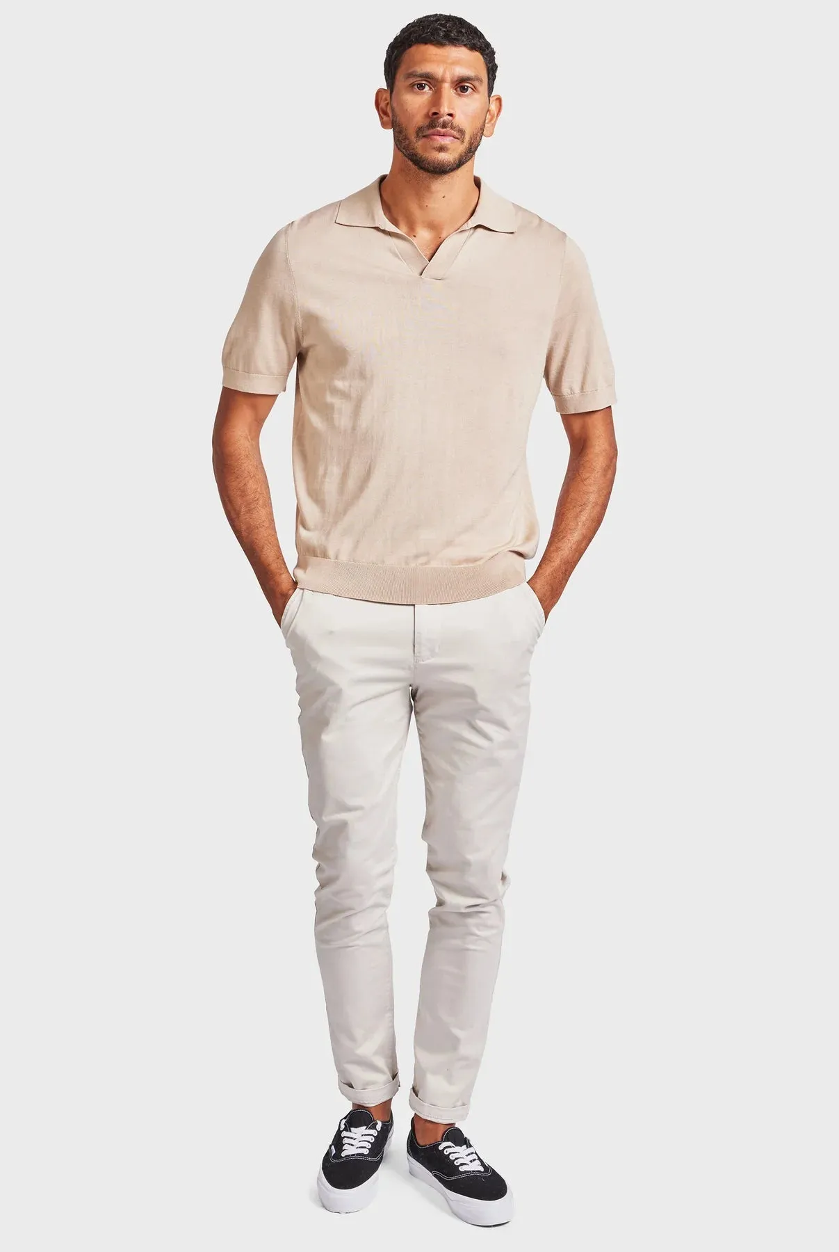 Irvine Knit Polo in Almond