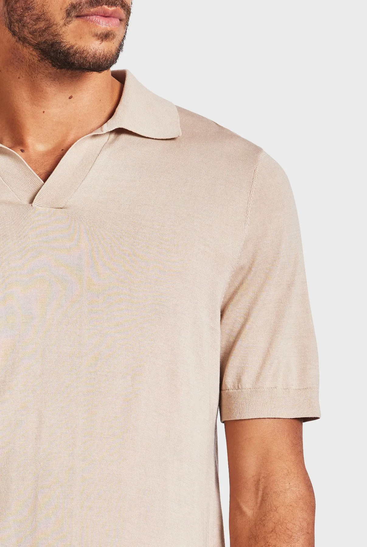 Irvine Knit Polo in Almond