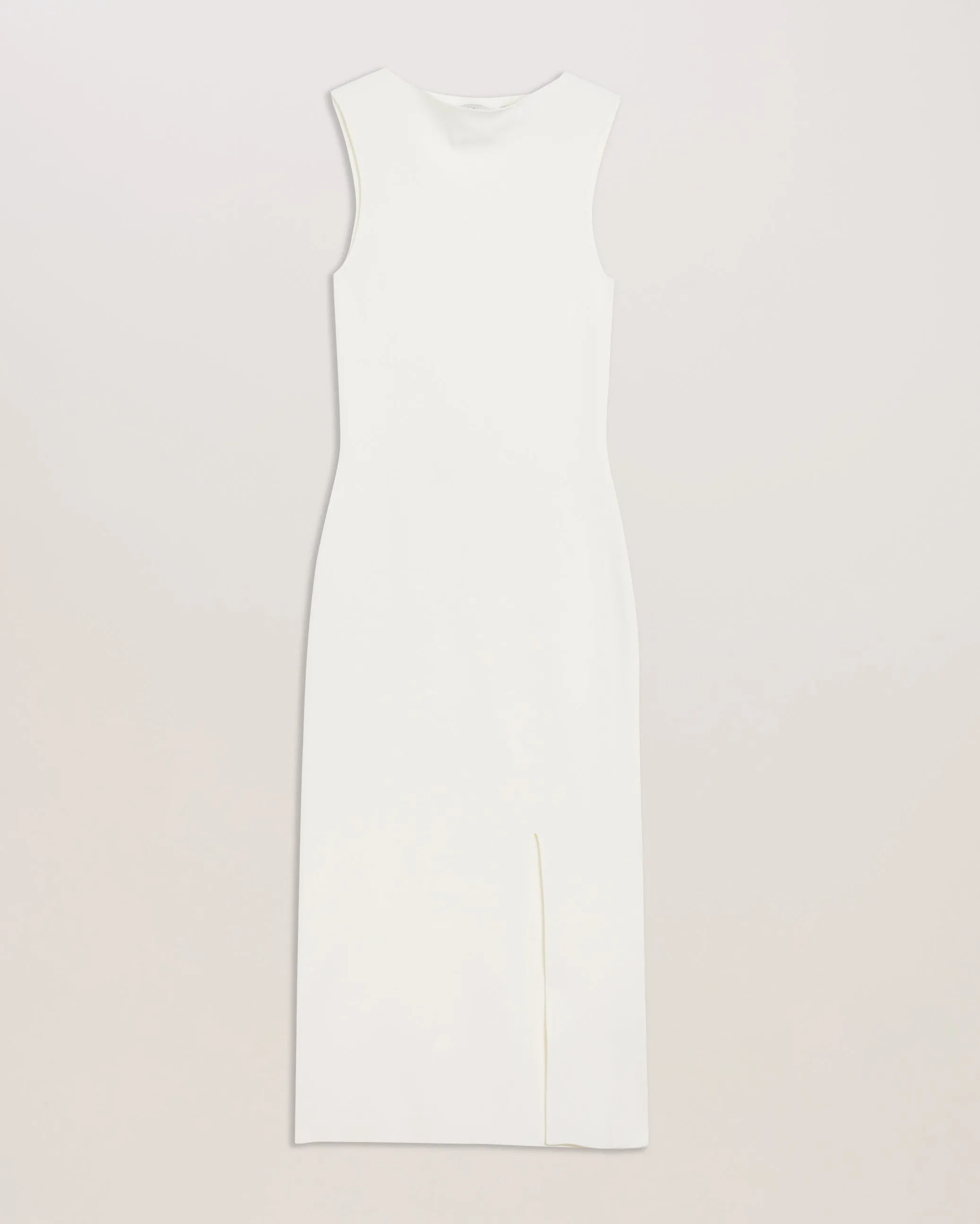 Isbelli Bodycon Knit Dress With Front Split Ivory