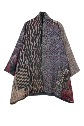 JACQUARD SILK KANTHA A-LINE JKT - js4003-blk -