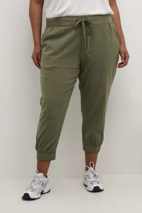 Kaffe Curve Capri Joggers in Khaki