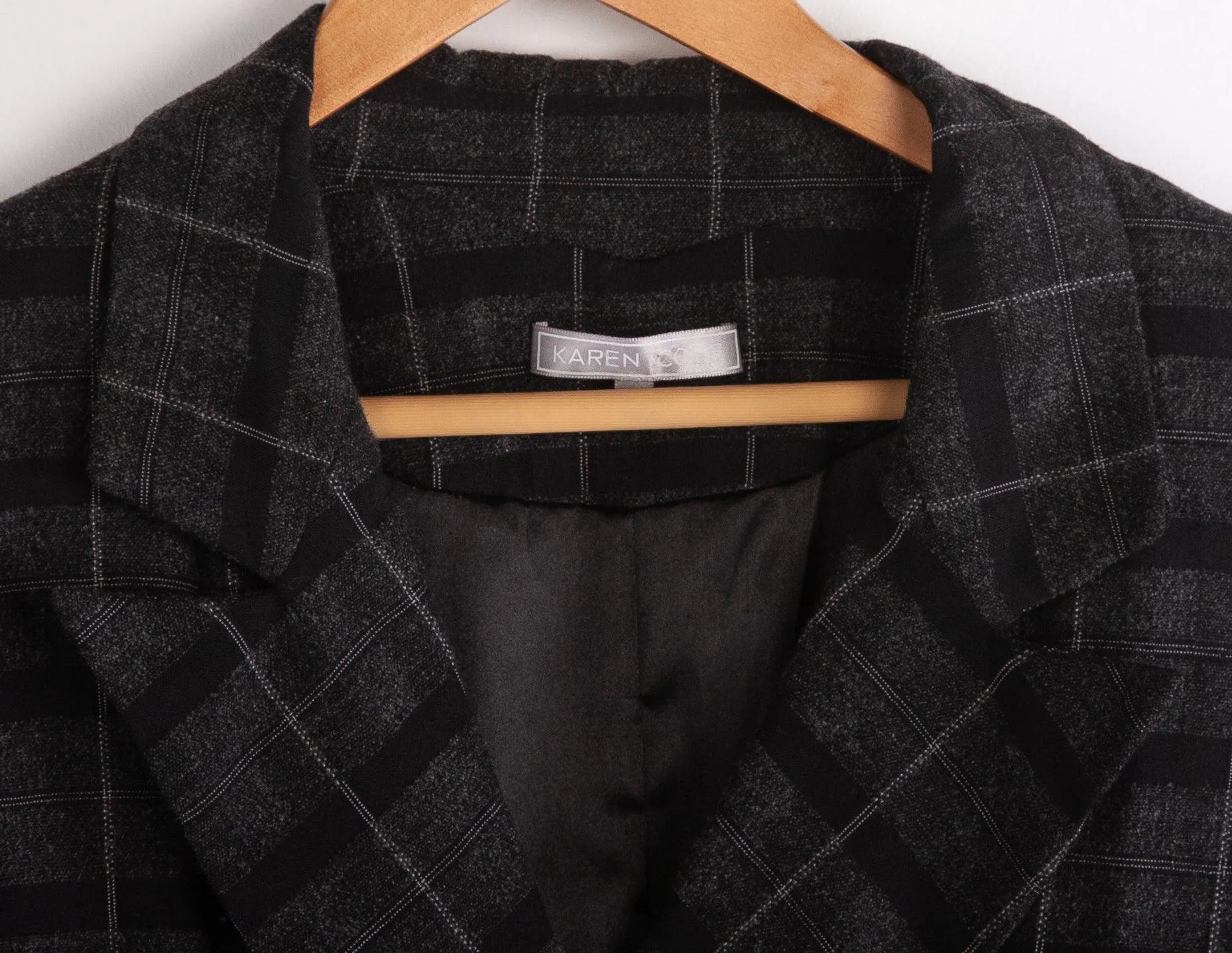 Karen Cole Wool Mix Jacket Grey and Black Check Size M