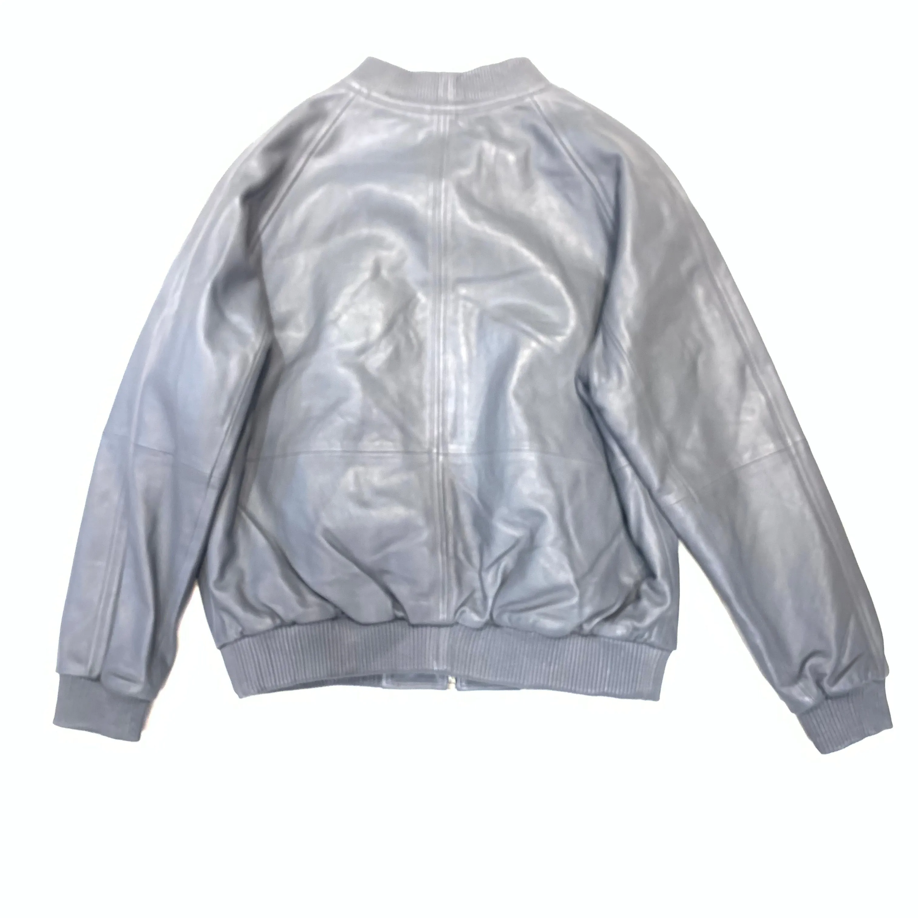 Kashani Grey Naked Lambskin Bomber Jacket