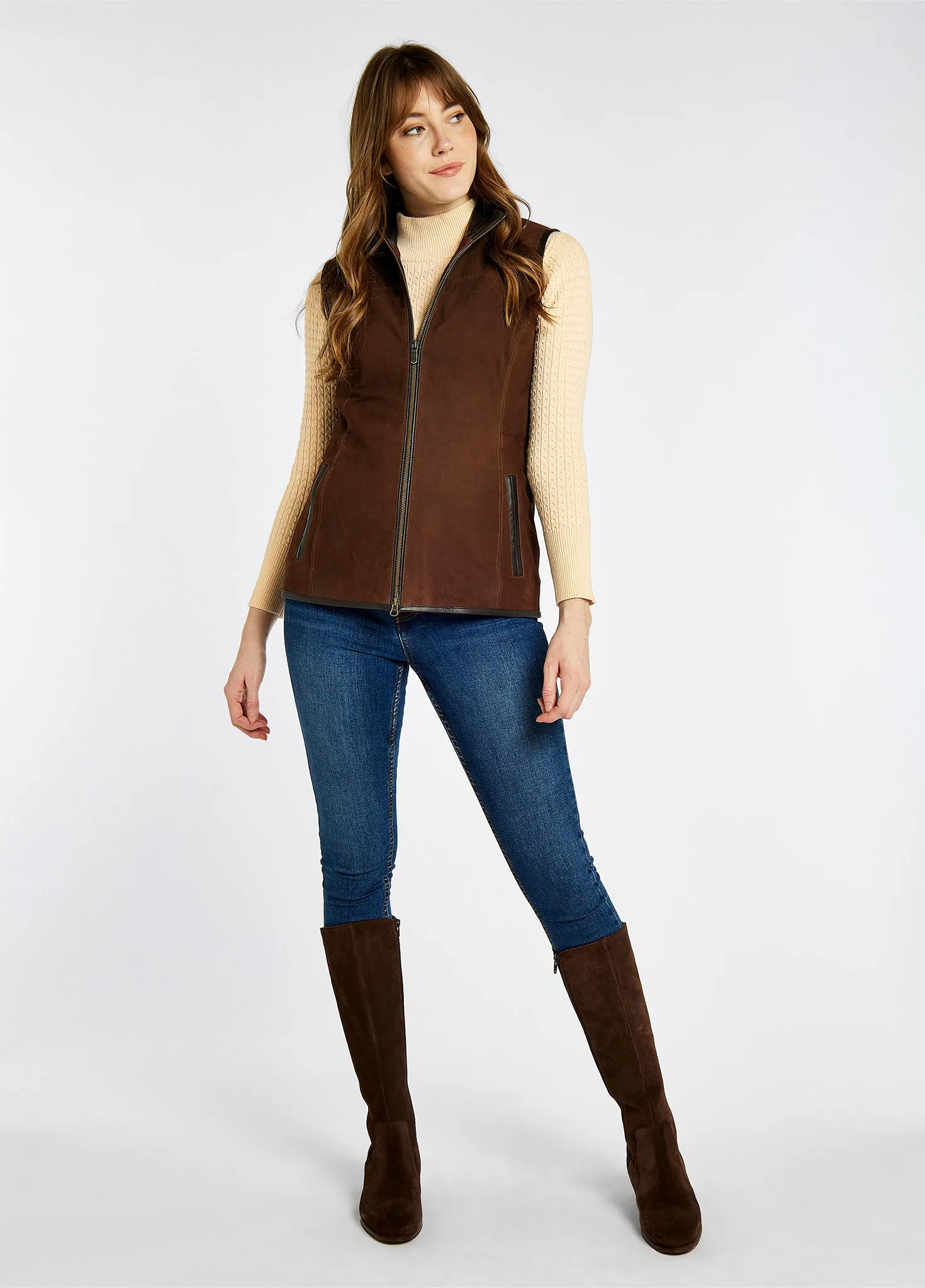 Kingston Leather Gilet - Walnut