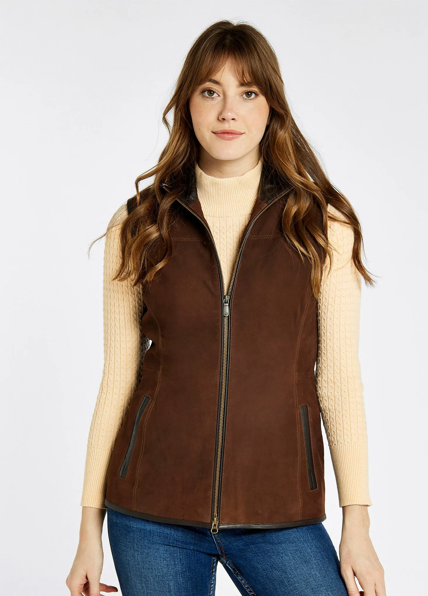 Kingston Leather Gilet - Walnut