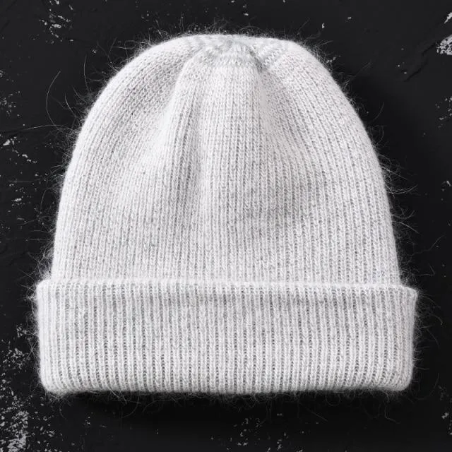 Knitted Beanies Thick Warm Ladies Wool Female Beanie Hats