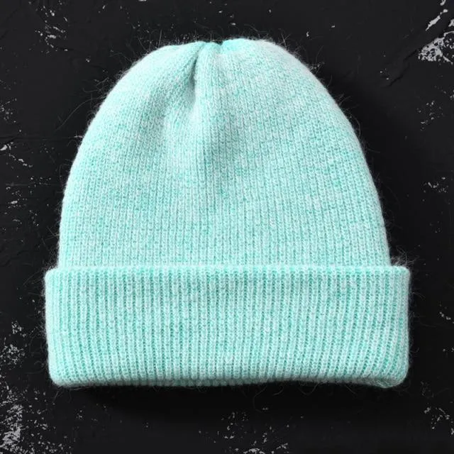 Knitted Beanies Thick Warm Ladies Wool Female Beanie Hats