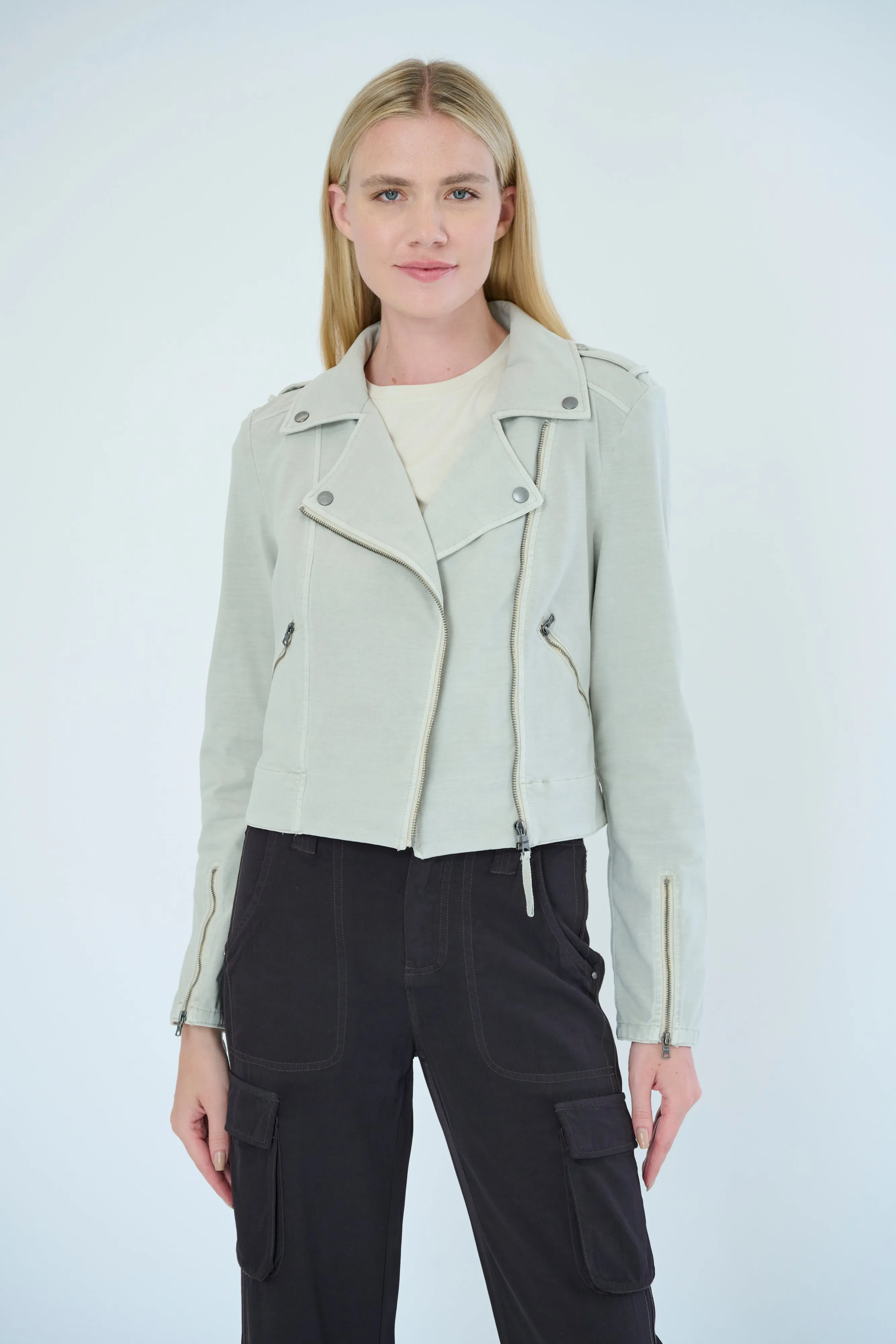 Layla Solid Knit Moto Jacket