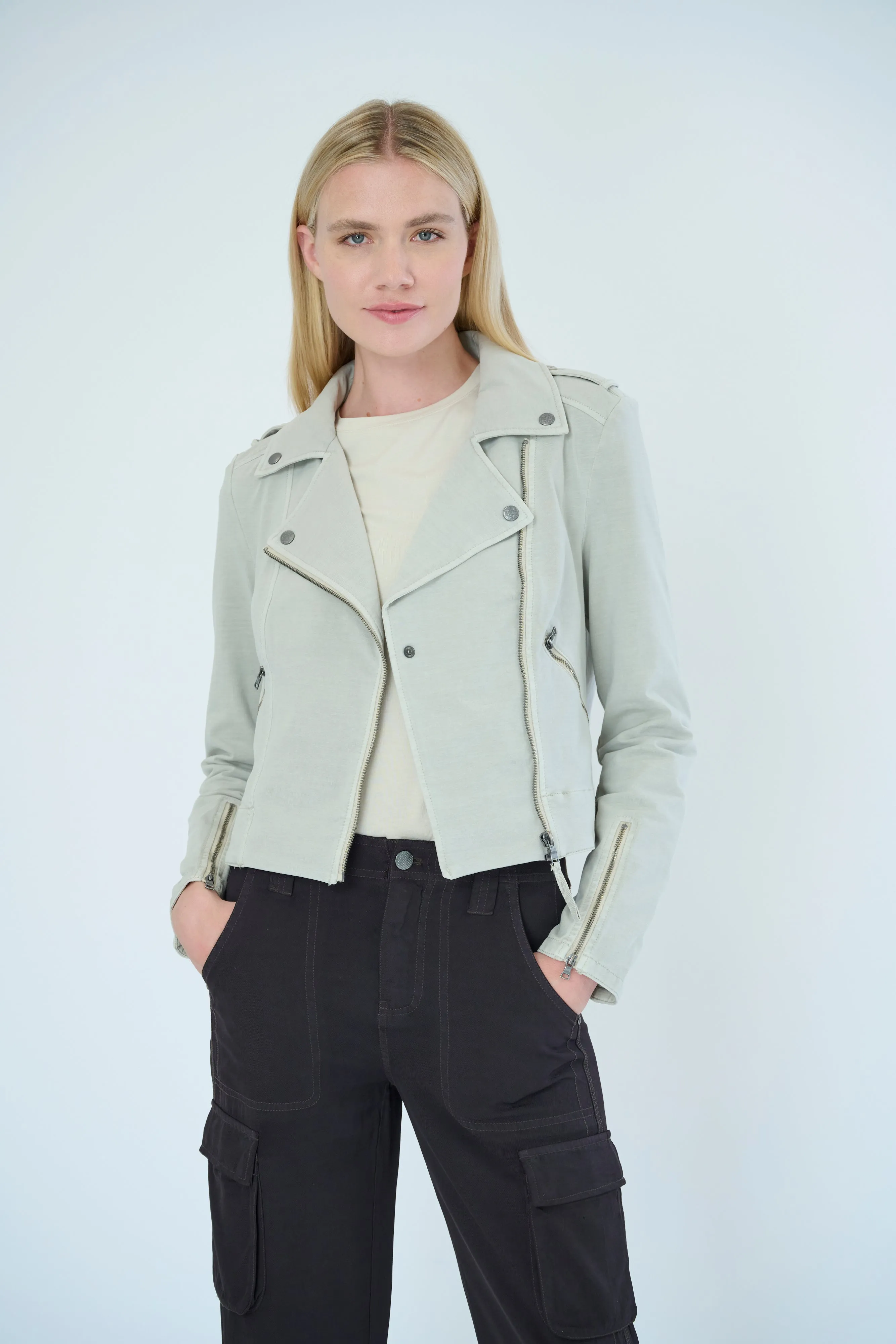 Layla Solid Knit Moto Jacket