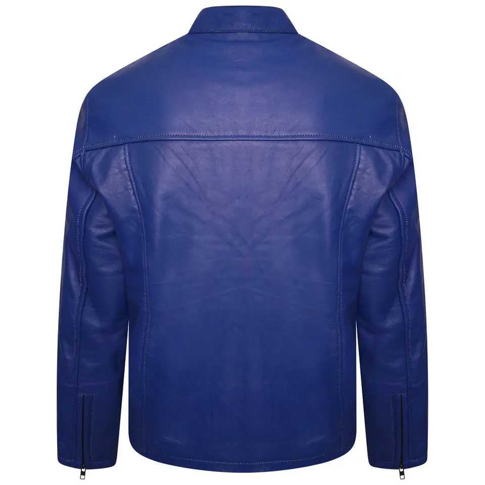 Le Mans Steve McQueen Blue Men's Leather Jacket