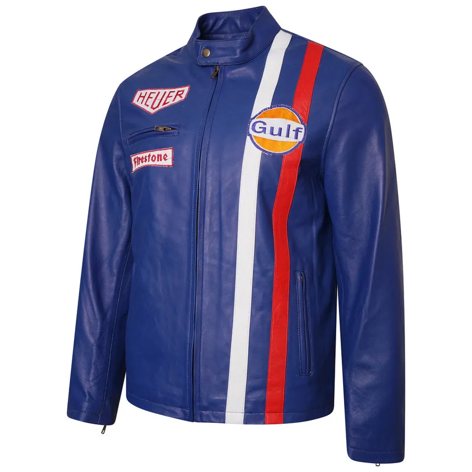 Le Mans Steve McQueen Blue Men's Leather Jacket