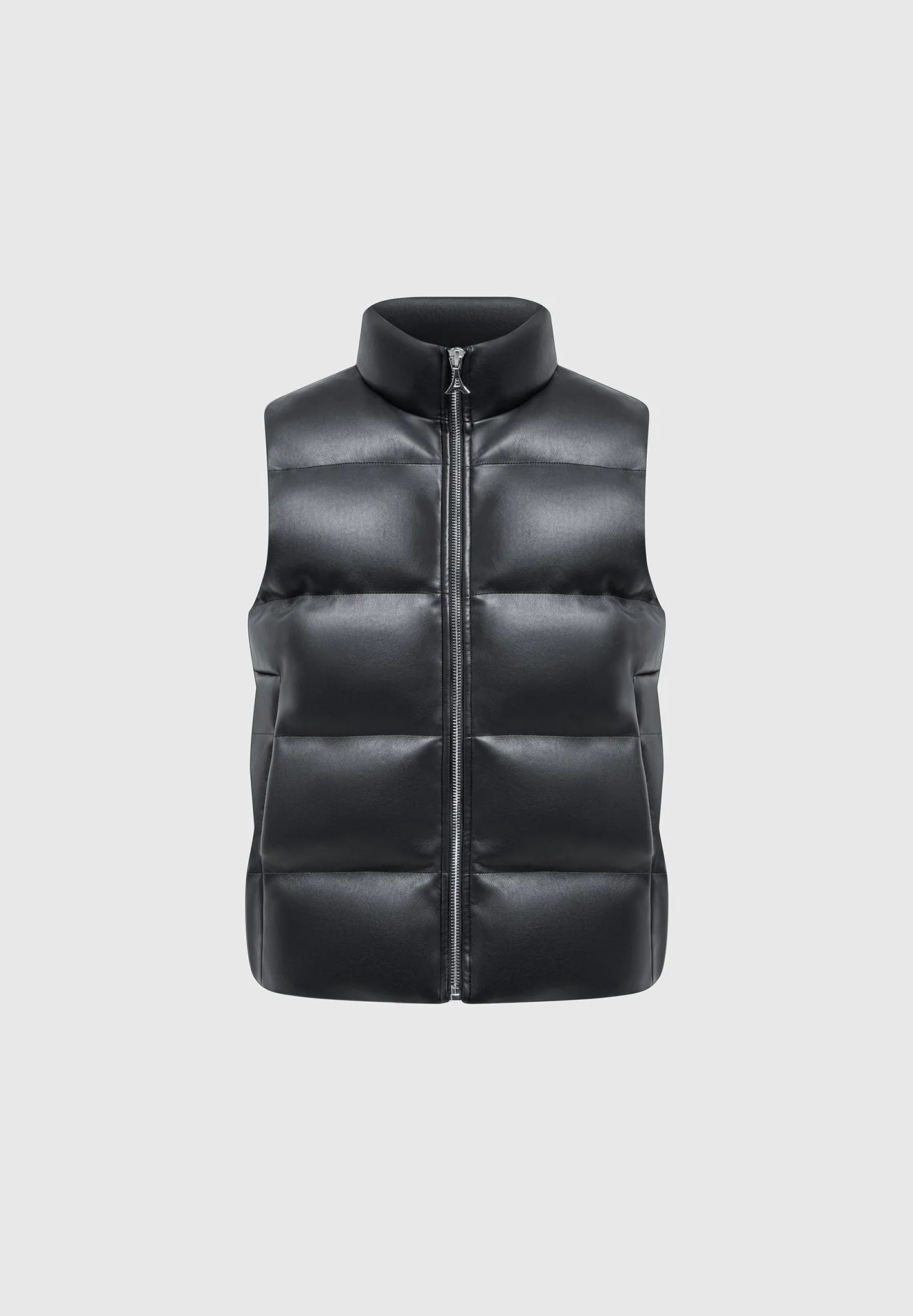 Leather Puffer Gilet - Black