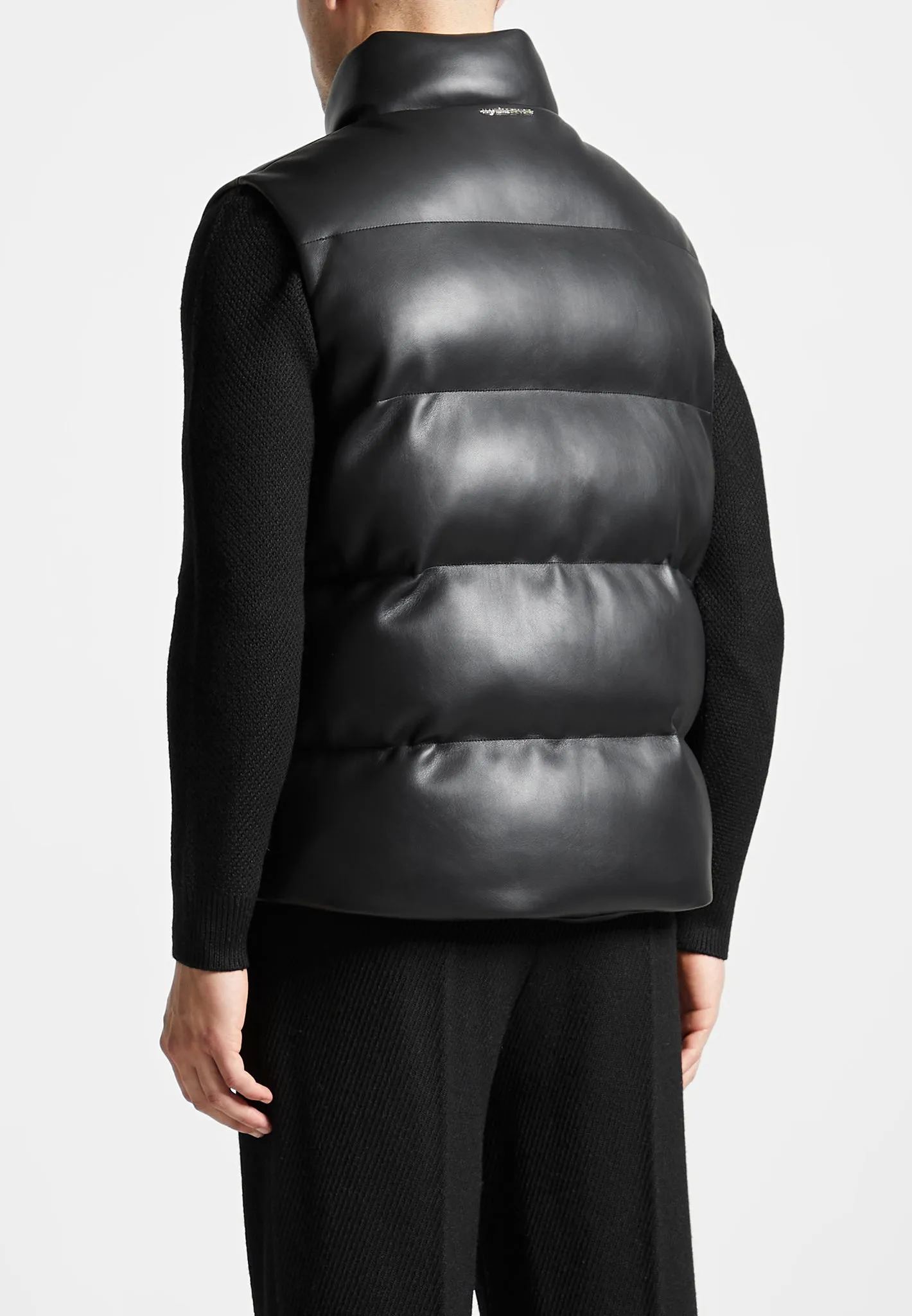 Leather Puffer Gilet - Black