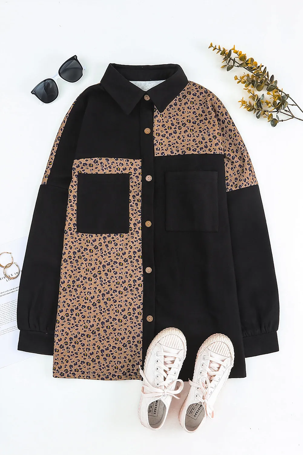 Leopard Patchwork Shacket Jacket