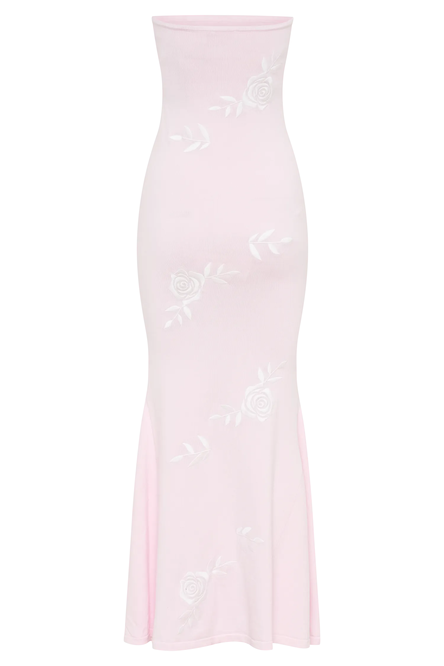 Lorelai Strapless Rose Knit Maxi Dress - Fairy Floss Pink