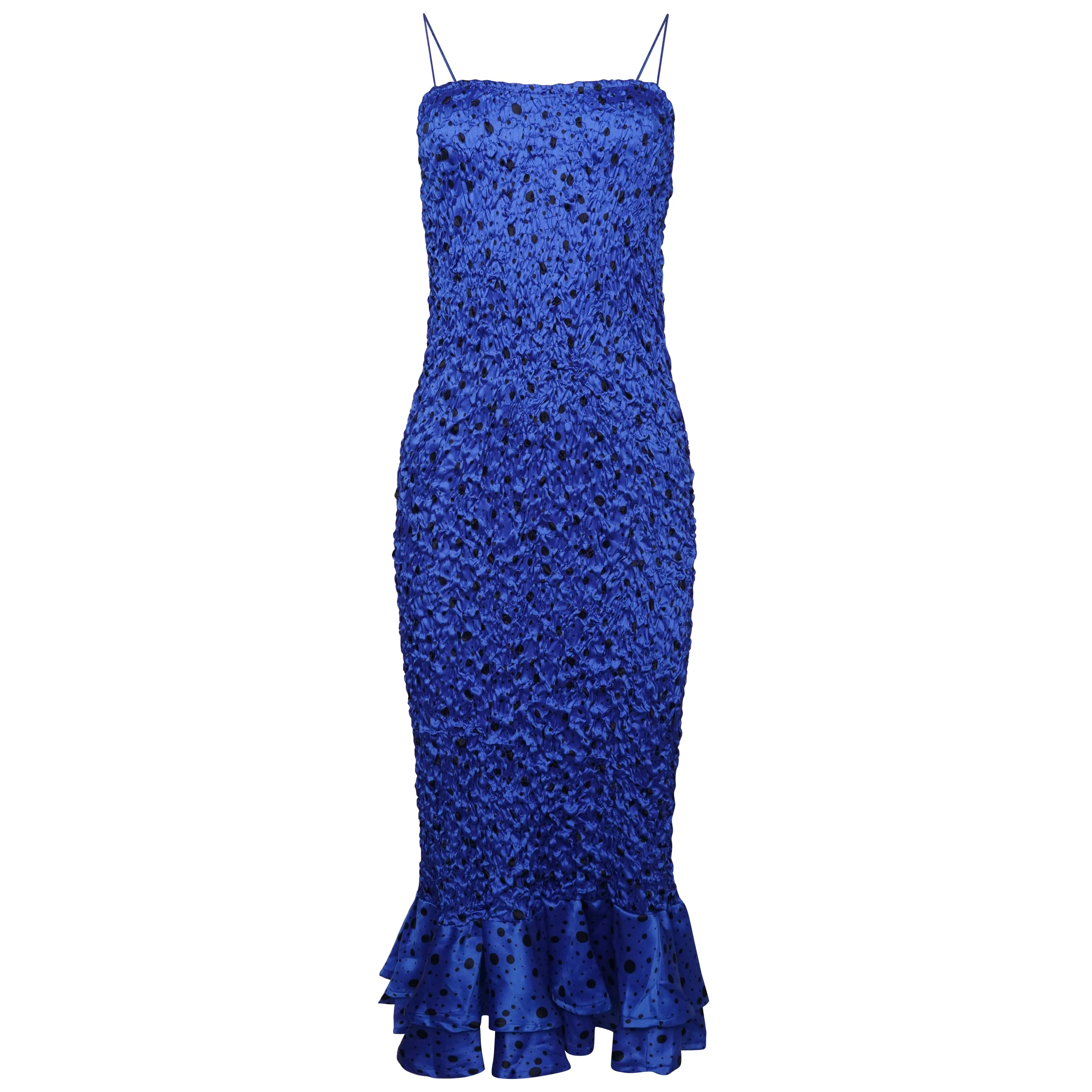 Luiza Shirring Dress in Royal Blue Speckle