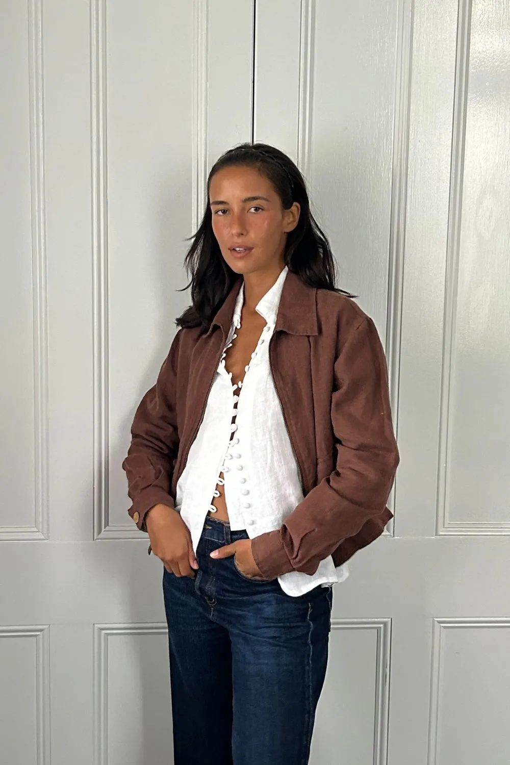 Lynlas Linen Jacket - Chocolate