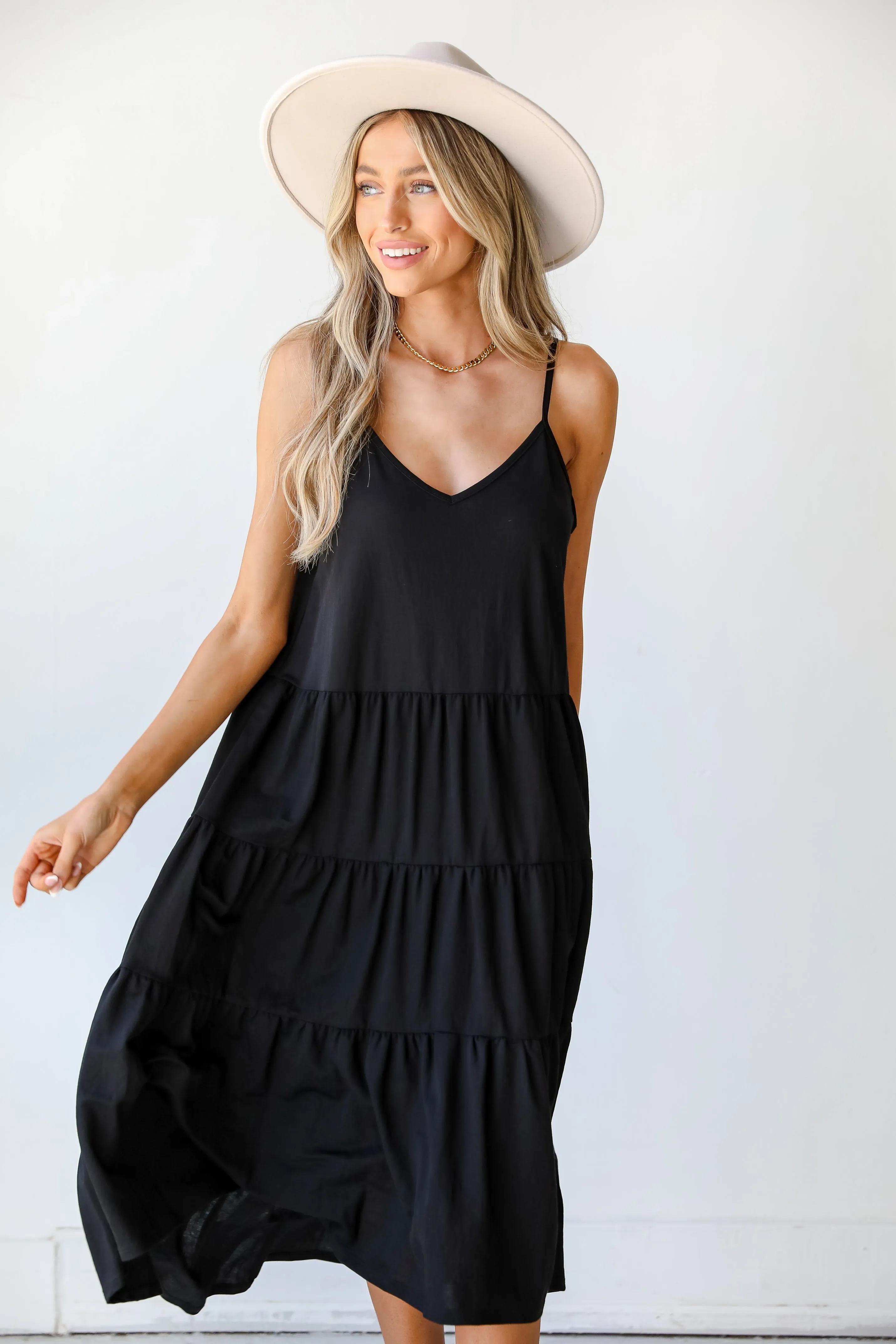 Make A Day Of It Tiered Midi Dress