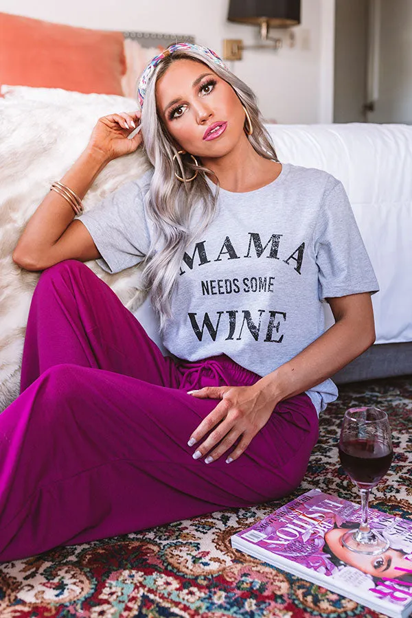 Mama Needs Some Wine Shift Tee in Grey