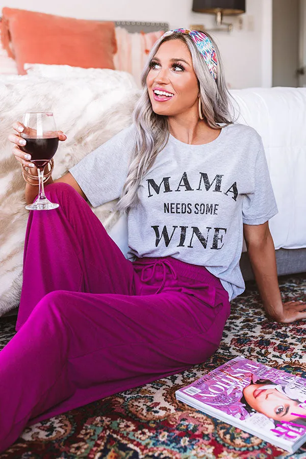 Mama Needs Some Wine Shift Tee in Grey