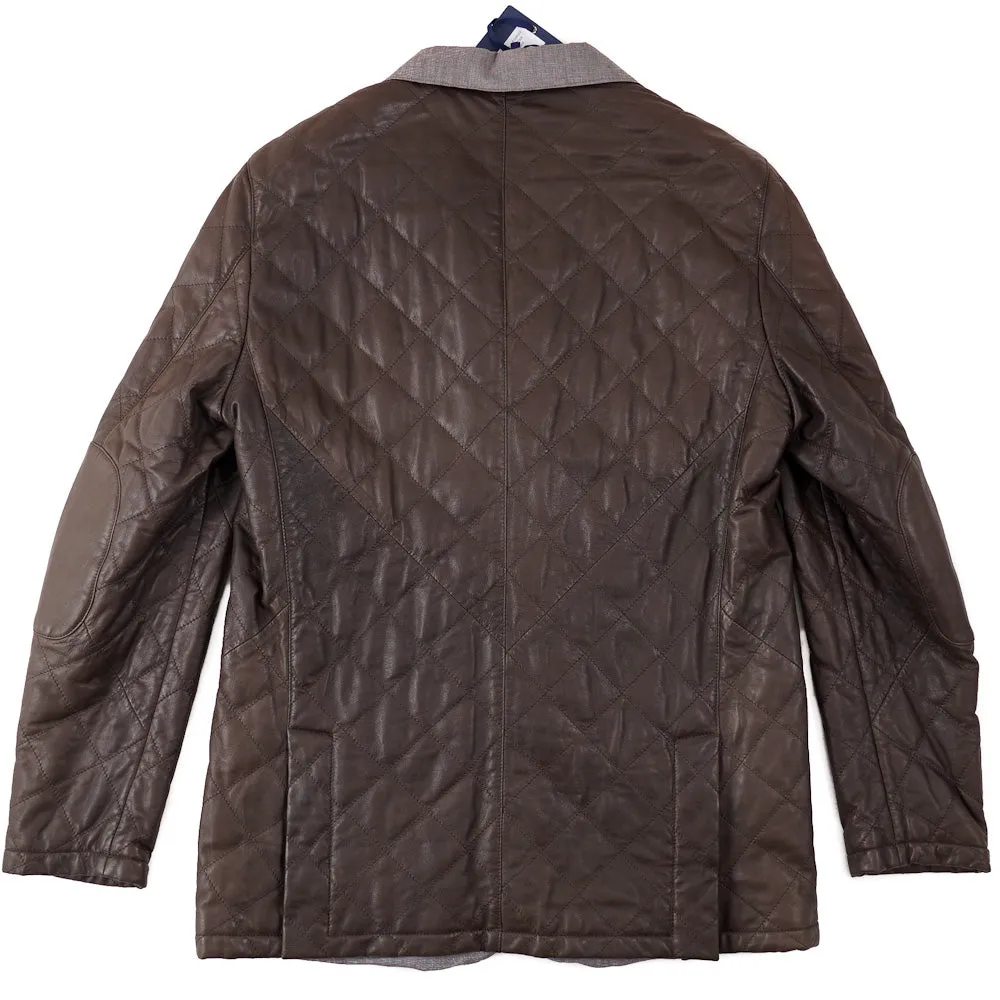 Mandelli Quilted Brown Leather Jacket