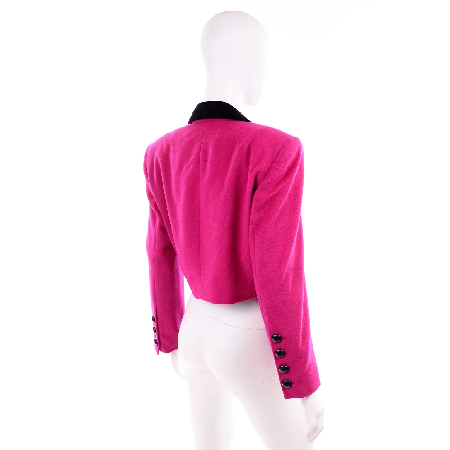 Margaretha Ley Escada Vintage Cropped Pink & Black 1980s Jacket