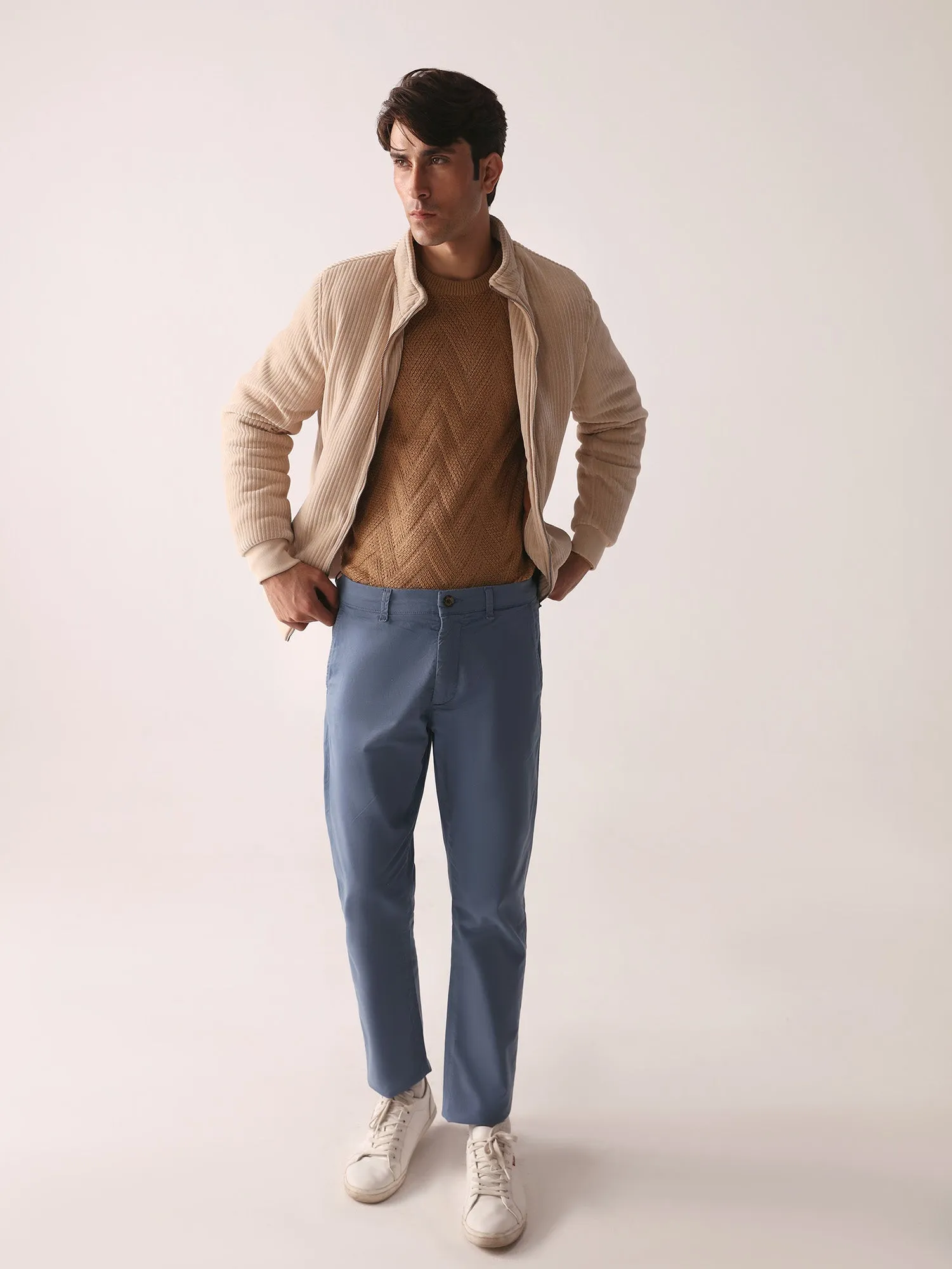 Marine Blue Slim Fit Chino Pants