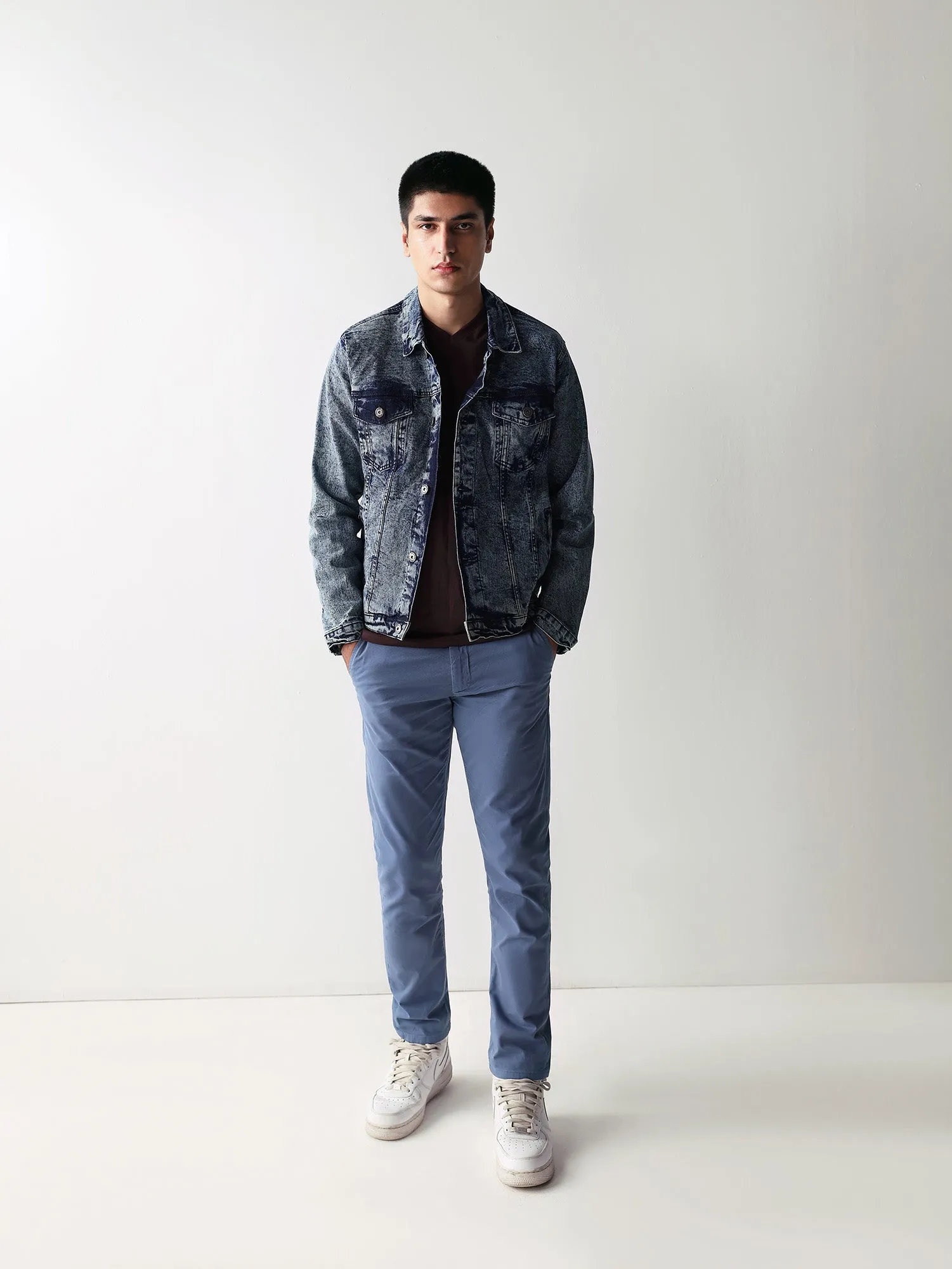 Marine Blue Slim Fit Chino Pants