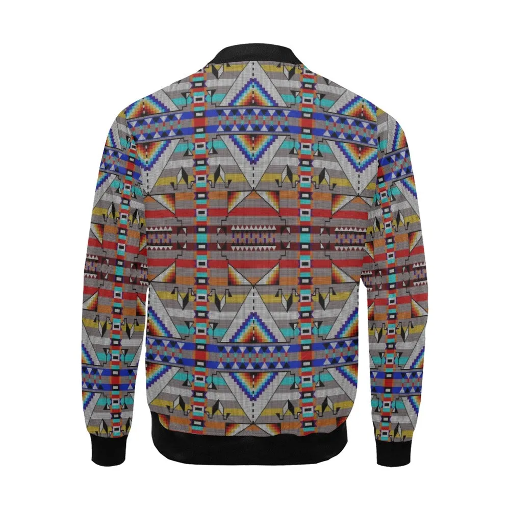 Medicine Blessing Grey All Over Print Bomber Jacket for Men