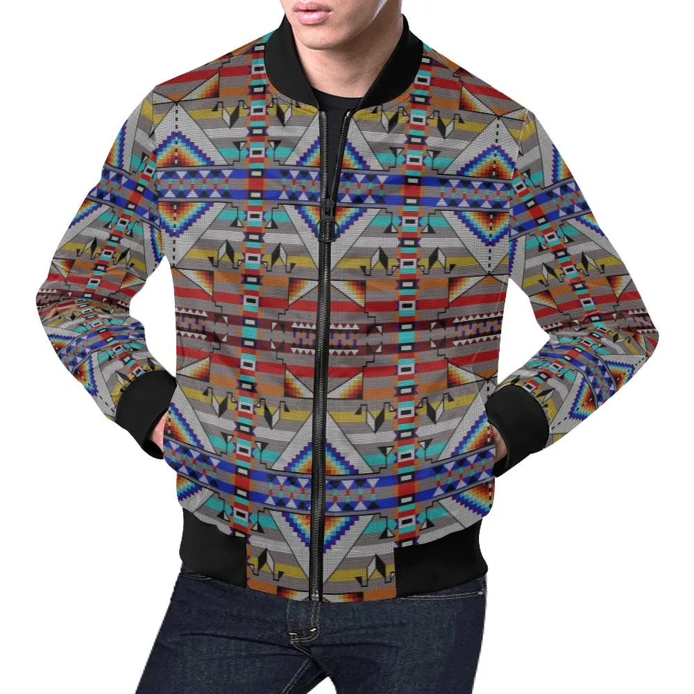 Medicine Blessing Grey All Over Print Bomber Jacket for Men