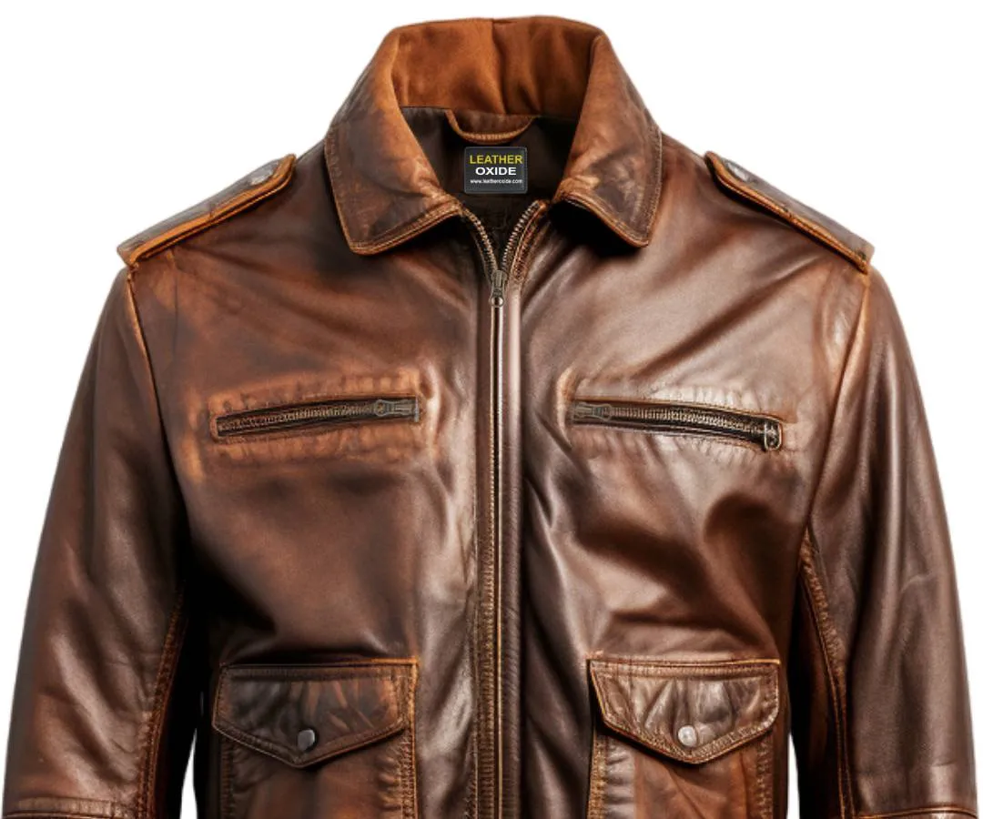 Men 90's Vintage Bomber Leather Jacket