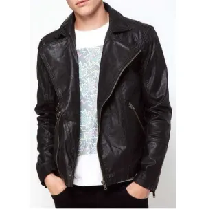 Men's Biker Leather Jacket, Handmade Black Leather Stylish Jacket