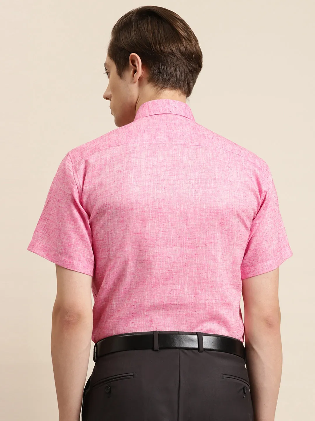 Men's Cotton Blend Pink Classic Formal Shirt - Sojanya