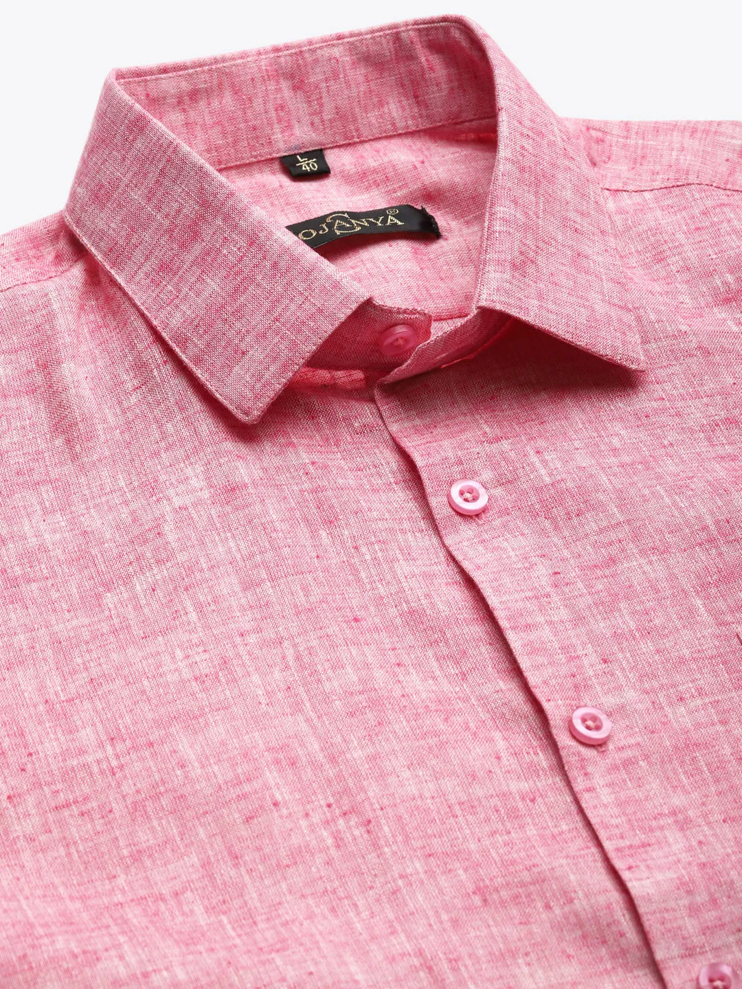 Men's Cotton Blend Pink Classic Formal Shirt - Sojanya