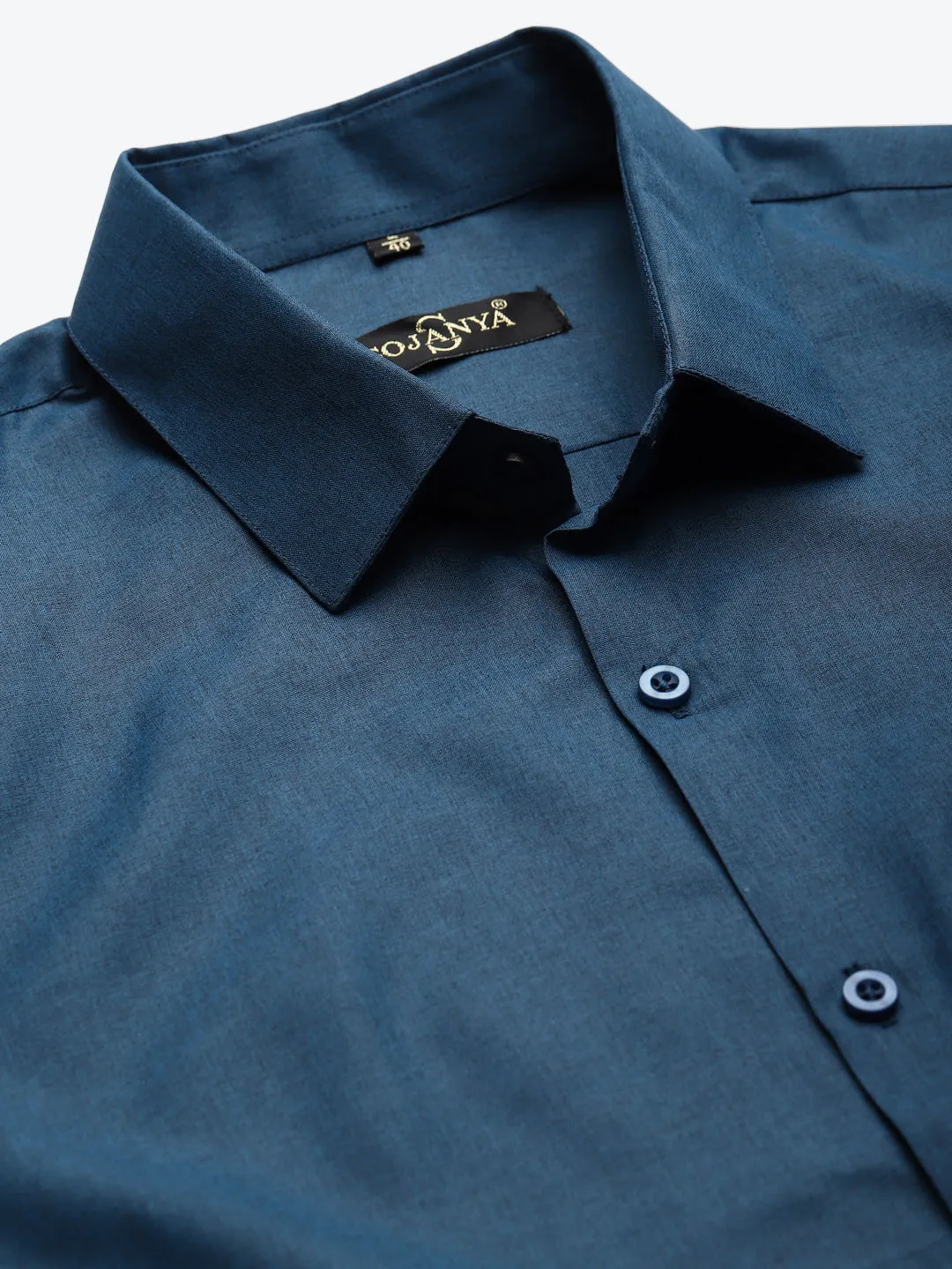 Men's Cotton Navy Blue Formal Classic Shirt - Sojanya