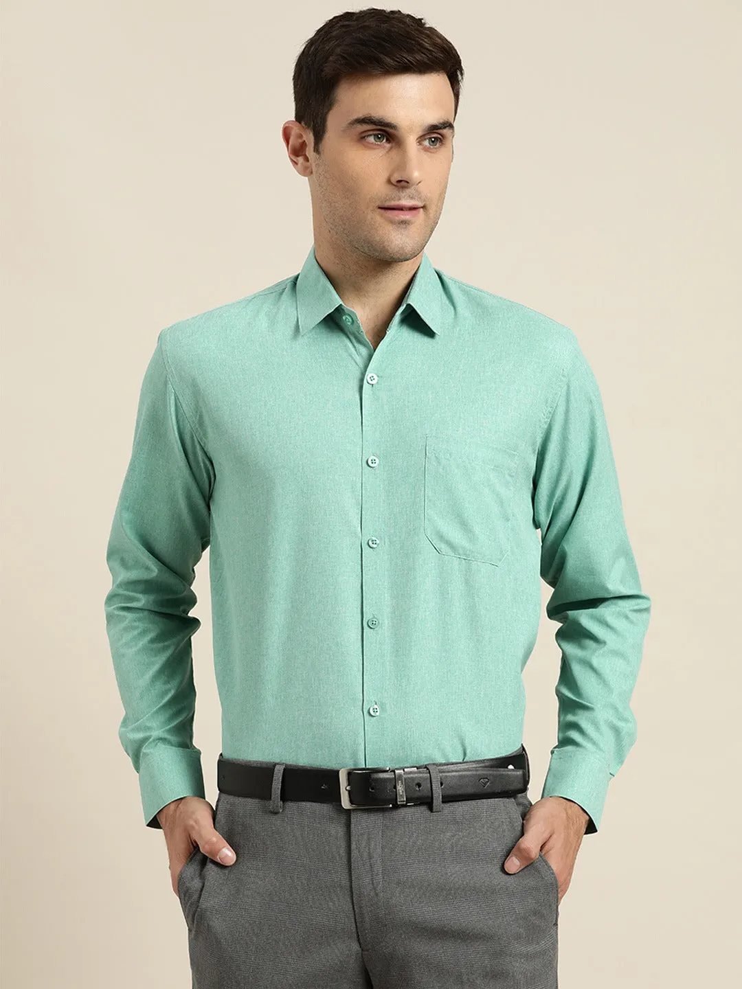 Men's Cotton Sea Green Casual Shirt