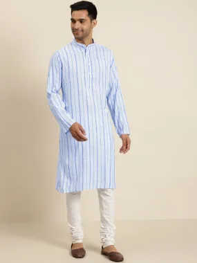 Men's Cotton Sky Blue ONLY Kurta  - Sojanya