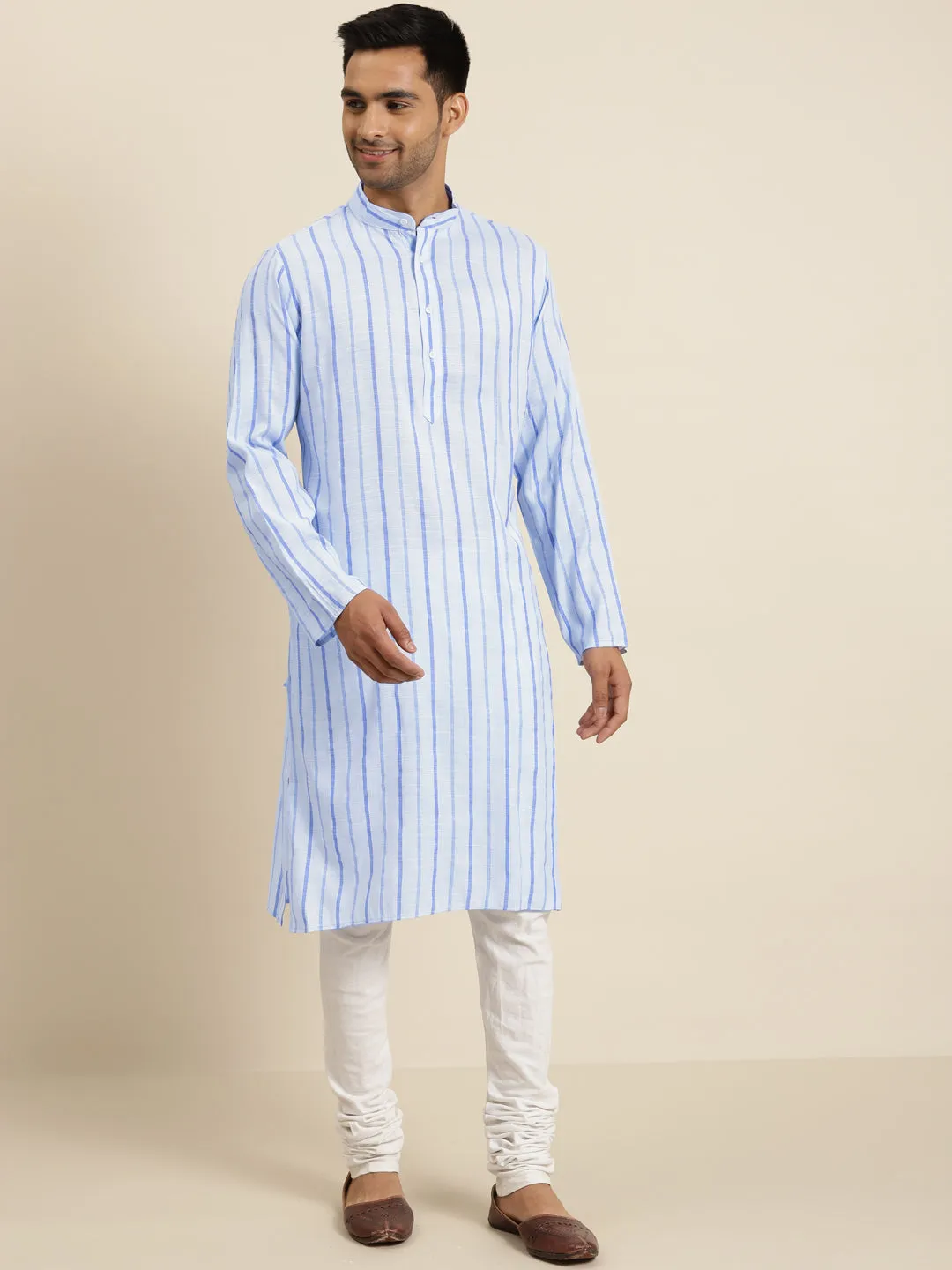 Men's Cotton Sky Blue ONLY Kurta  - Sojanya