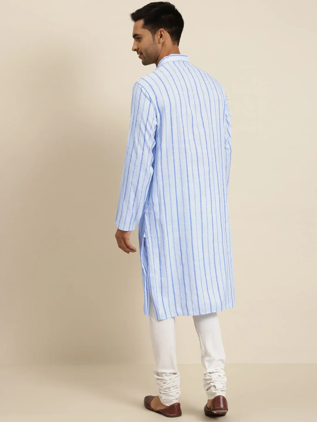 Men's Cotton Sky Blue ONLY Kurta  - Sojanya