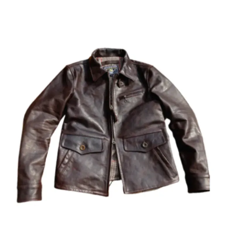 Men's Leather Jacket Sboy Style Horsehide Vintage Outwear